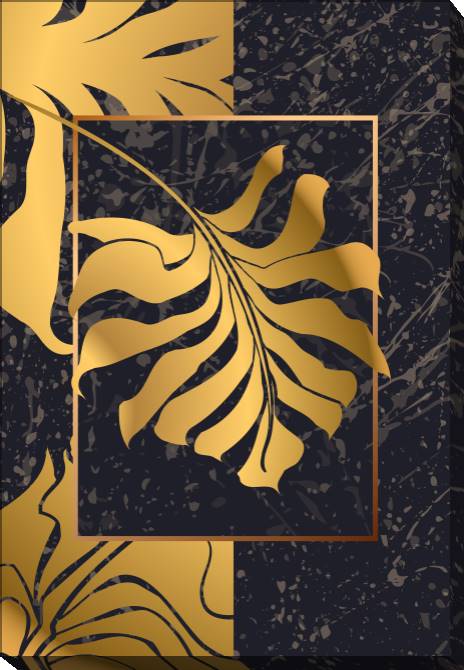 Картины на холсте Golden palm leaf in the frame