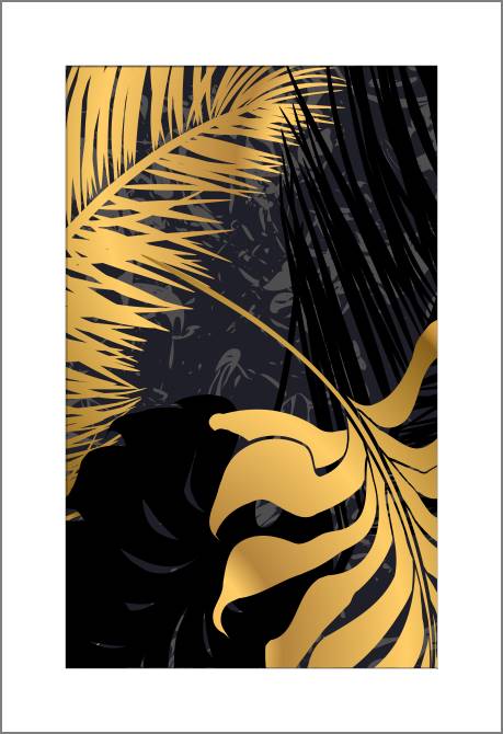 Paintings, photos from Passepartout Gold and black palm leaves