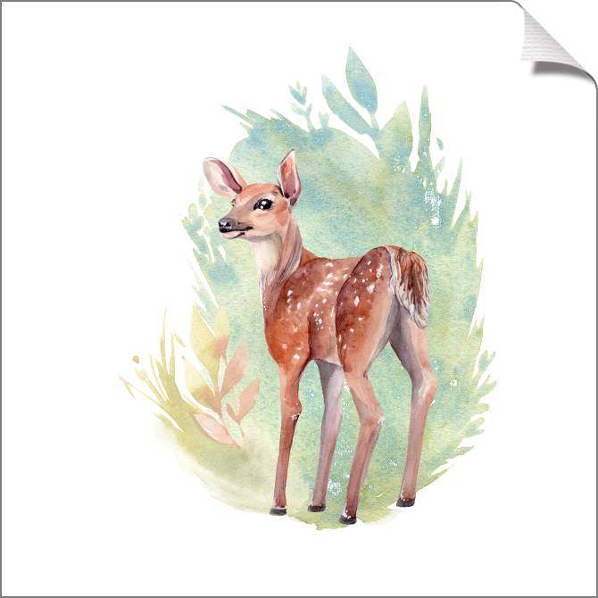 Купить и печать на заказ Картины на холсте Лань на акварельном фоне