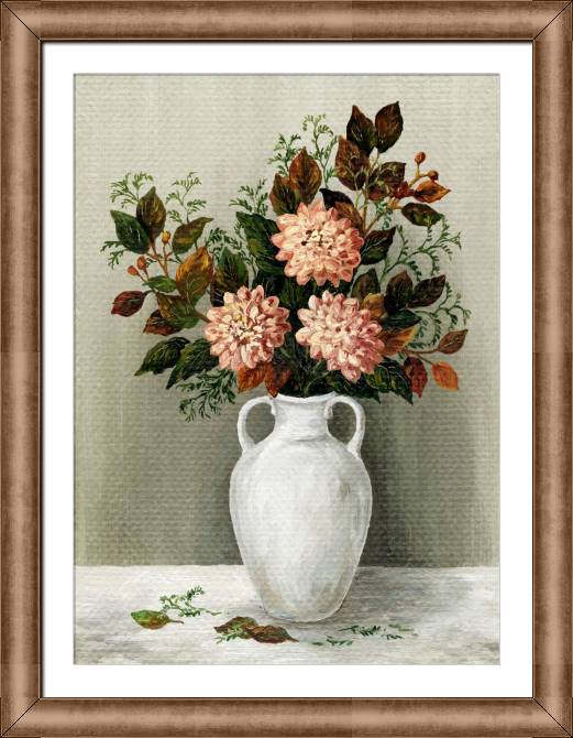 Купить и печать на заказ Картины в рамке, багете Букет розовых георгин