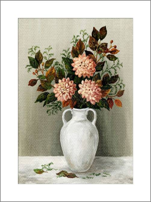 Купить и печать на заказ Картины, фото с паспарту Букет розовых георгин