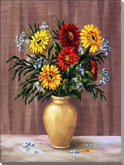 Купить и печать на заказ Картины на пластике, пеноркартоне Букет из красных и желтых гайлардий