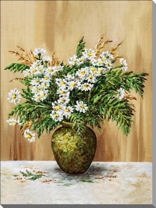 Купить и печать на заказ Картины на пластике, пеноркартоне Зеленый букет ромашек