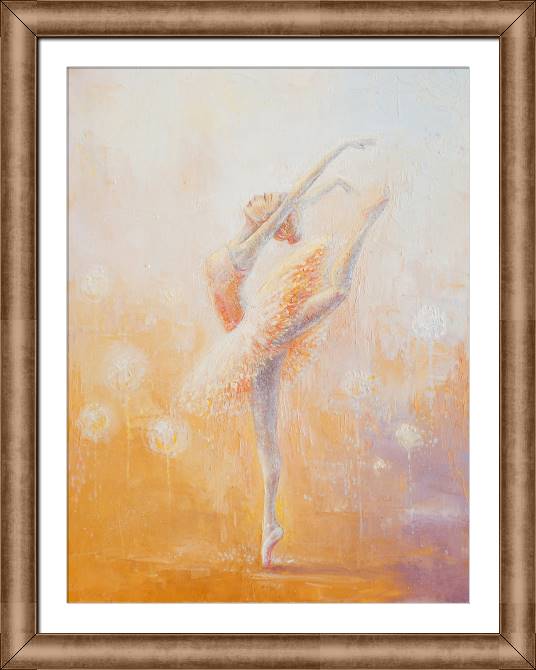 Купить и печать на заказ Картины в рамке, багете Балерина на фоне одуванчиков