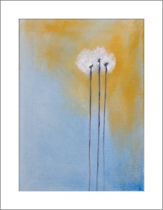 Купить и печать на заказ Картины, фото с паспарту Три абстрактных одуванчика