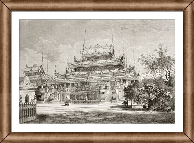 Купить и печать на заказ Картины в рамке, багете Старый город, храм в Мандалае