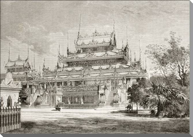 Купить и печать на заказ Картины на пластике, пеноркартоне Старый город, храм в Мандалае