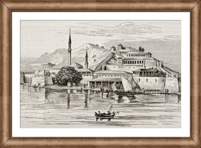 Купить и печать на заказ Картины в рамке, багете Старый город на Пелопоннесе