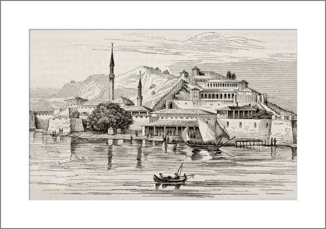 Купить и печать на заказ Картины, фото с паспарту Старый город на Пелопоннесе