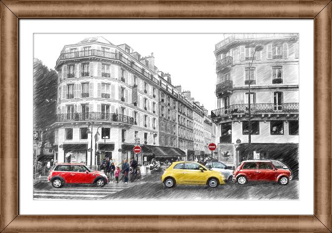 Купить и печать на заказ Картины в рамке, багете Серия город в стиле эскиза 1