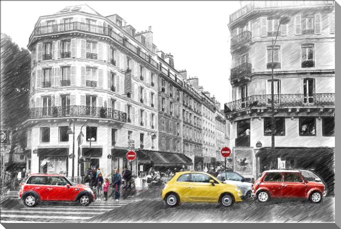 Купить и печать на заказ Картины на пластике, пеноркартоне Серия город в стиле эскиза 1