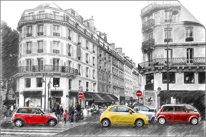 Купить и печать на заказ Картины на холсте Серия город в стиле эскиза 1