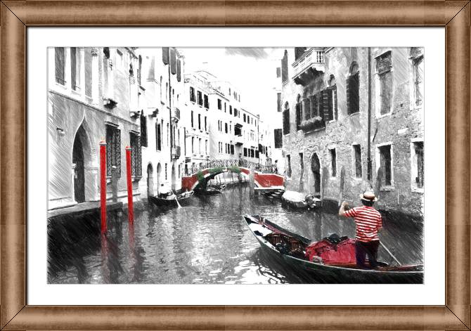 Купить и печать на заказ Картины в рамке, багете Венеция гондола