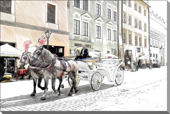 Купить и печать на заказ Картины на пластике, пеноркартоне Конная повозка