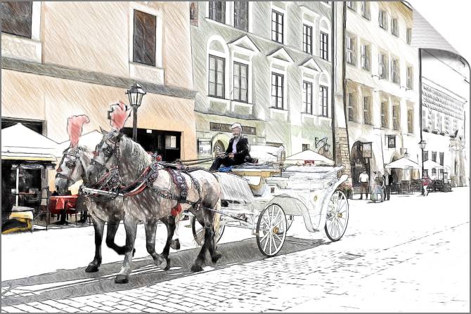 Купить и печать на заказ Картины на холсте Конная повозка