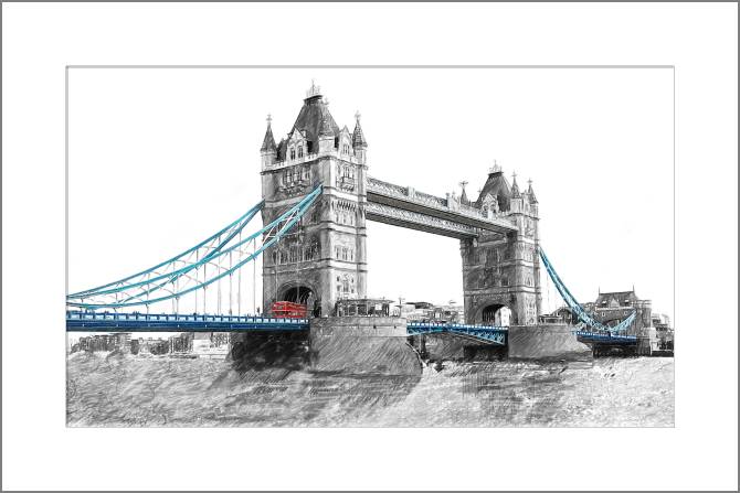 Купить и печать на заказ Картины, фото с паспарту Тауэрский мост