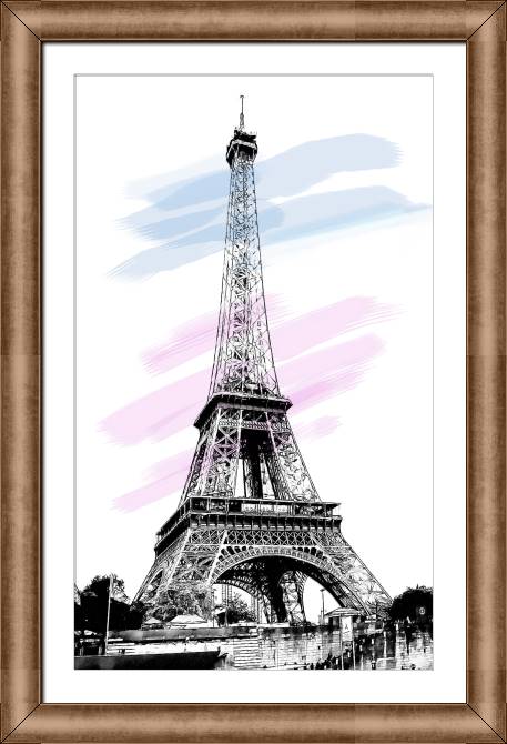 Купить и печать на заказ Картины в рамке, багете Эйфелева башня, эскиз