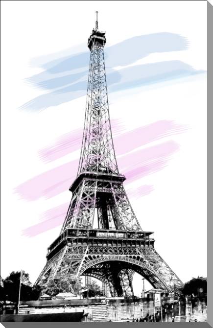 Купить и печать на заказ Картины на пластике, пеноркартоне Эйфелева башня, эскиз