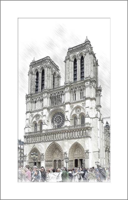 Купить и печать на заказ Картины, фото с паспарту Собор Парижской Богоматери
