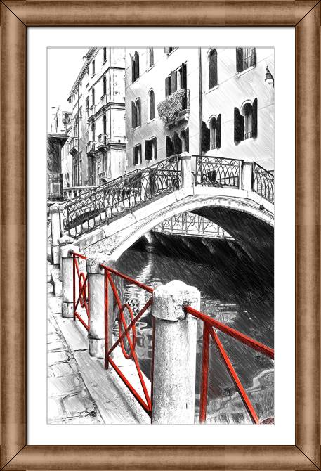 Купить и печать на заказ Картины в рамке, багете Венецианский канал, эскиз