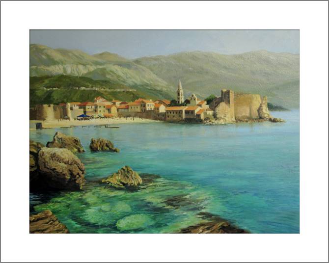 Купить и печать на заказ Картины, фото с паспарту Вид на старый город