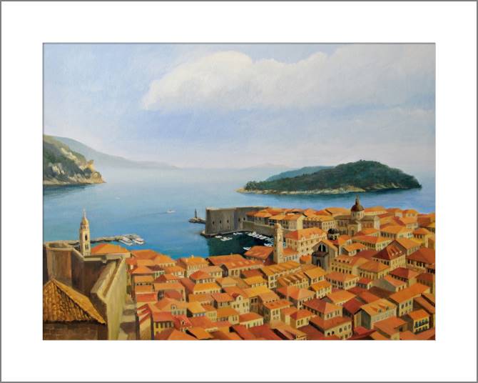 Купить и печать на заказ Картины, фото с паспарту Бухта в старом городе