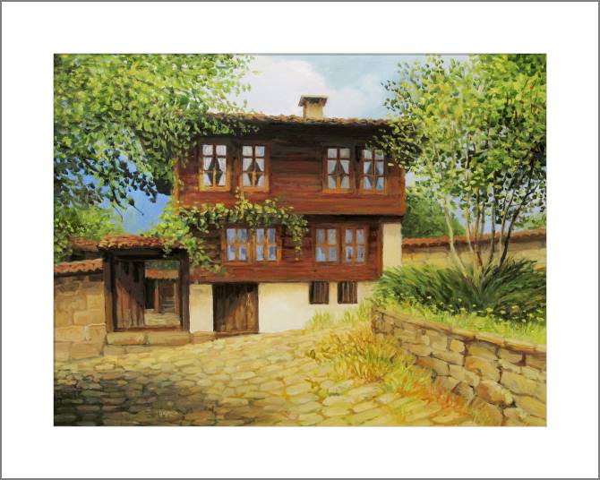 Купить и печать на заказ Картины, фото с паспарту Старый домик на побережье