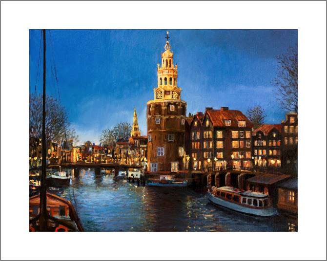 Купить и печать на заказ Картины Вечерние огни Амстердама