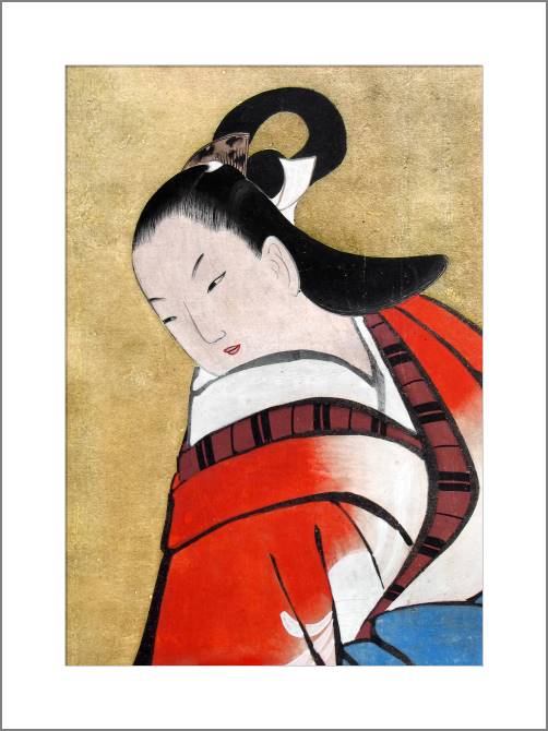 Картины, фото с паспарту Japanese woman in kimono