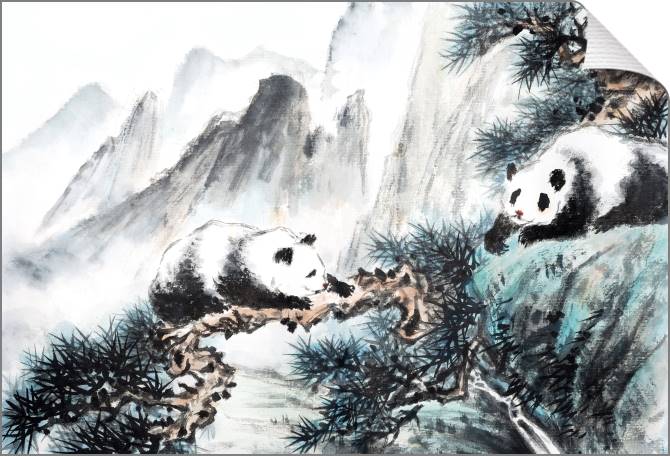 Купить и печать на заказ Картины на холсте Пейзаж с пандами