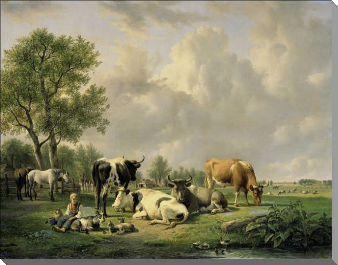 Купить и печать на заказ Картины на пластике, пеноркартоне Домашний скот на лугу