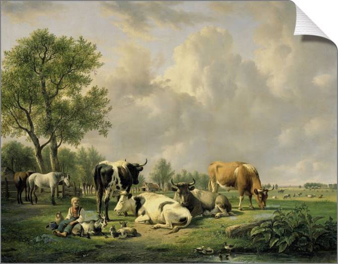 Купить и печать на заказ Картины на холсте Домашний скот на лугу