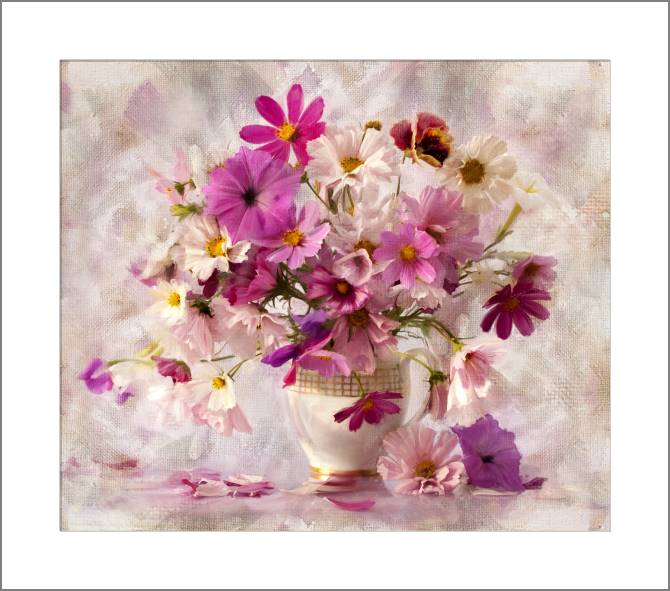 Купить и печать на заказ Картины, фото с паспарту Розовый букет