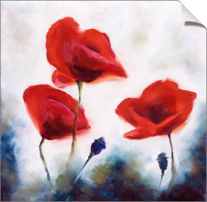 Paintings on canvas Three red poppy
