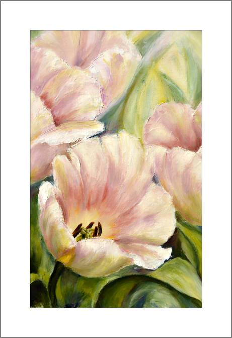 Купить и печать на заказ Картины, фото с паспарту Нежные тюльпаны живопись