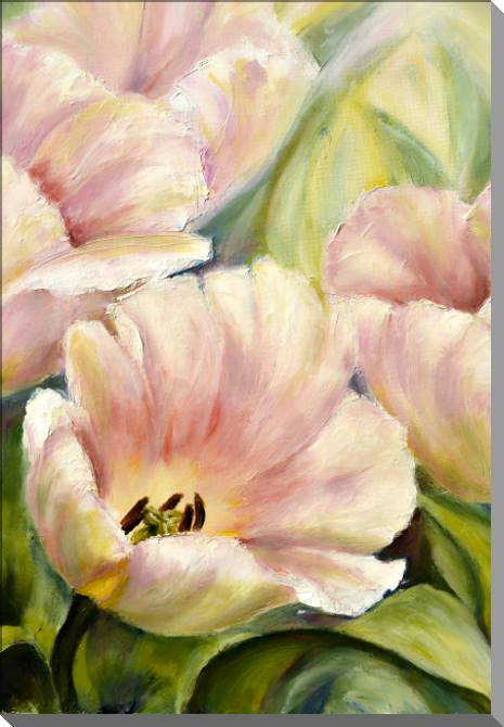 Купить и печать на заказ Картины на пластике, пеноркартоне Нежные тюльпаны живопись