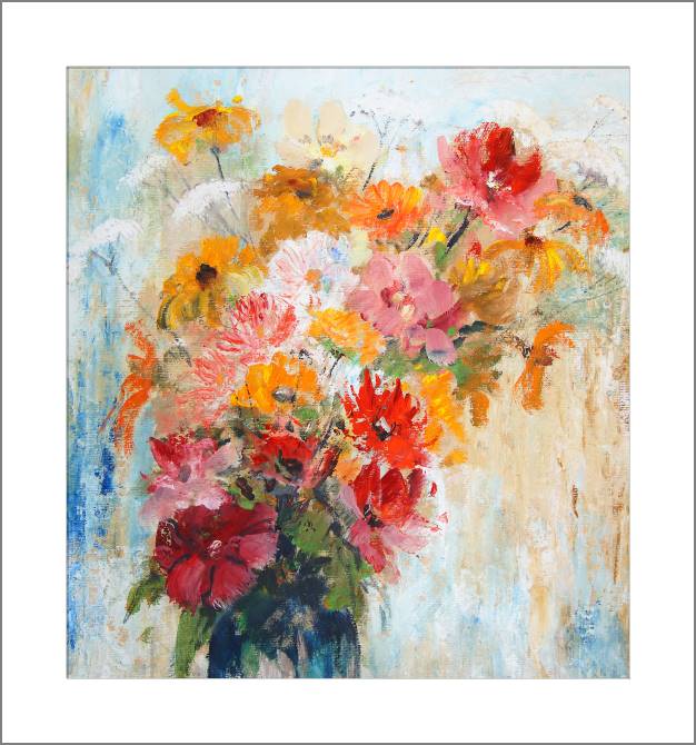 Купить и печать на заказ Картины, фото с паспарту Живописный букет