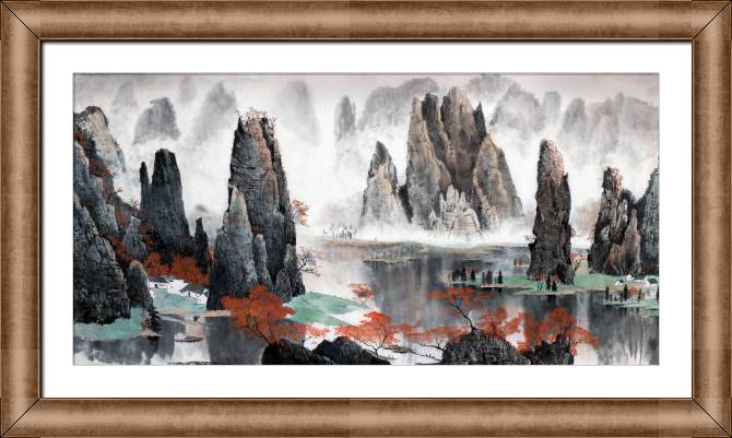 Купить и печать на заказ Репродукции картин Китайский пейзаж со скалами