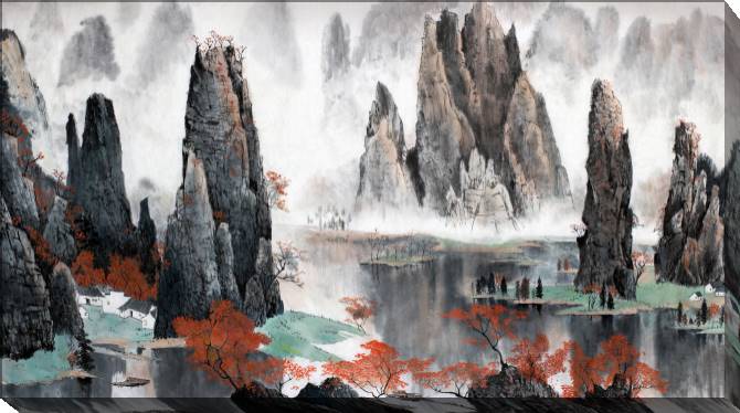 Купить и печать на заказ Картины Китайский пейзаж со скалами