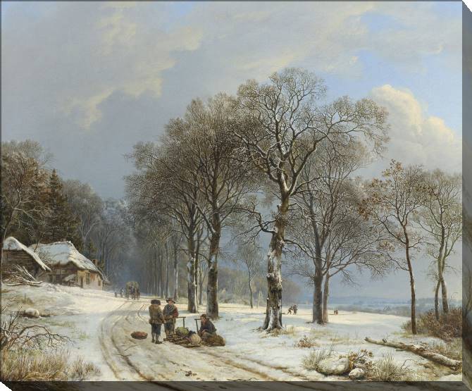 Paintings on canvas Winter landscape (Barend Cornelis Koekkoek)