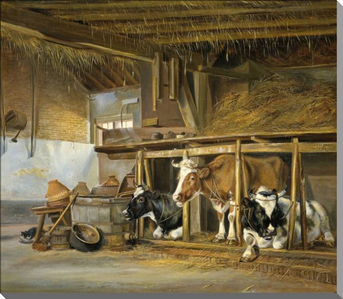 Купить и печать на заказ Картины на пластике, пеноркартоне Коровы в хлеву