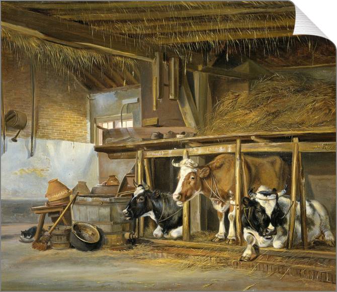 Купить и печать на заказ Картины на холсте Коровы в хлеву