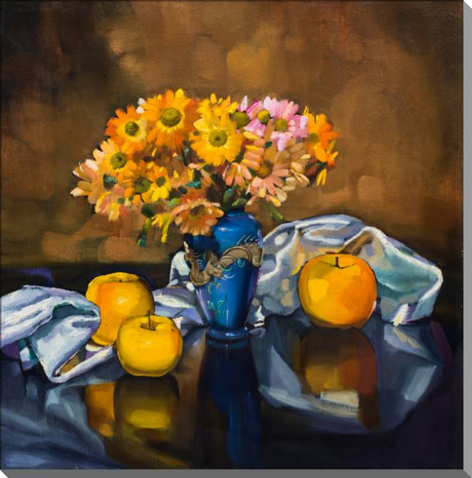 Купить и печать на заказ Картины на пластике, пеноркартоне Натюрморт с желтыми яблоками