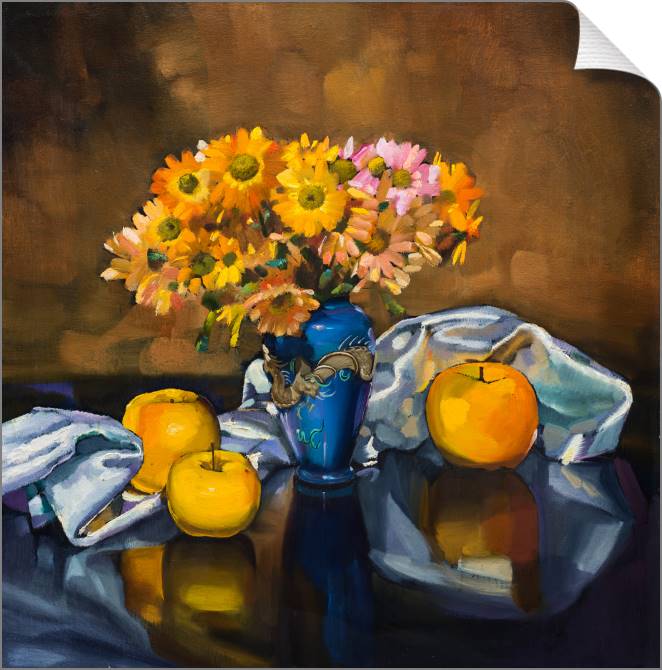 Купить и печать на заказ Картины на холсте Натюрморт с желтыми яблоками