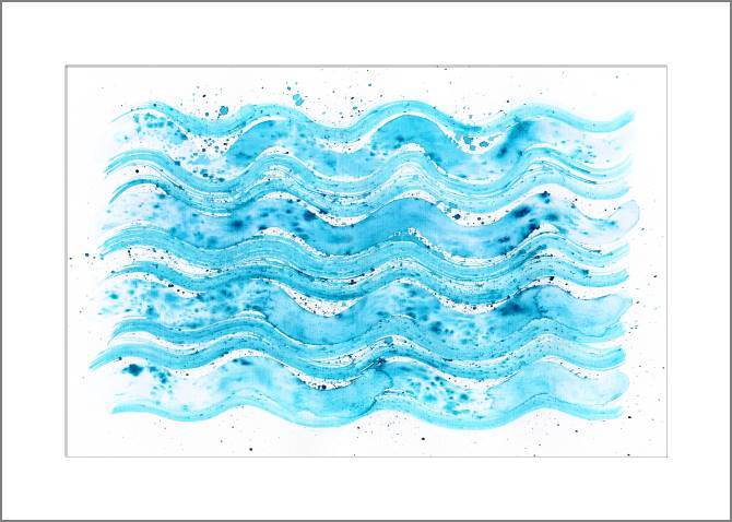 Купить и печать на заказ Картины, фото с паспарту Акварельные волны