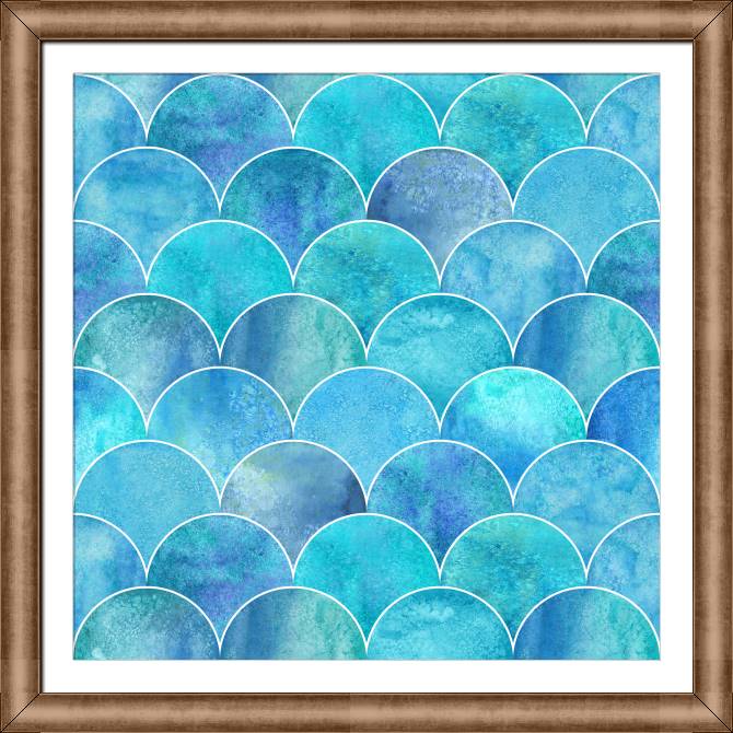 Купить и печать на заказ Картины в рамке, багете Морской акварельный узор