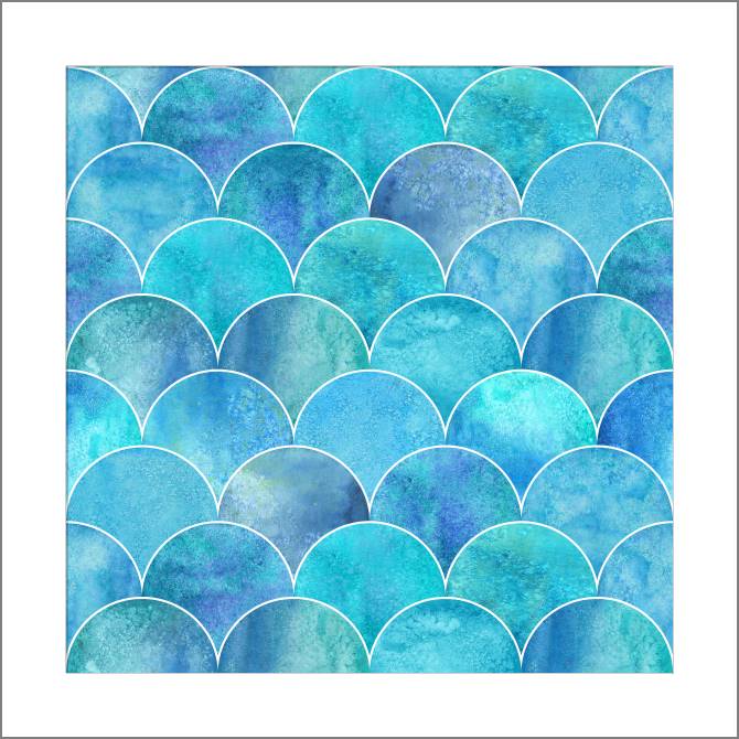 Купить и печать на заказ Картины, фото с паспарту Морской акварельный узор