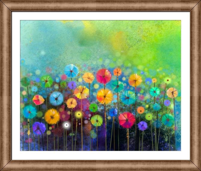 Купить и печать на заказ Картины в рамке, багете Яркие цветы 
