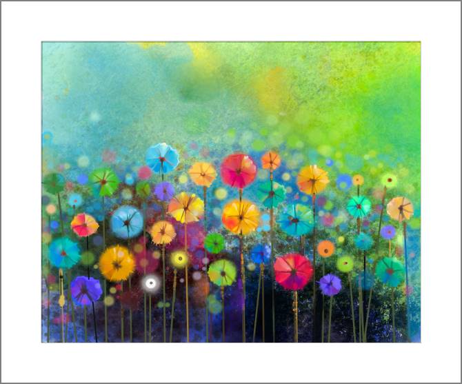 Купить и печать на заказ Картины, фото с паспарту Яркие цветы 