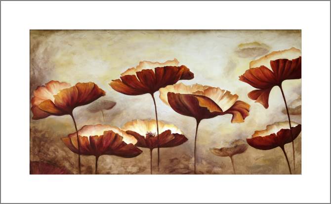 Купить и печать на заказ Картины, фото с паспарту Маки живопись